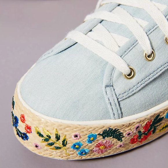Anthropologie Keds x Rifle Paper Co. Rosalie Embroidered Triple Kick Sneakers 10 - Picture 3 of 14